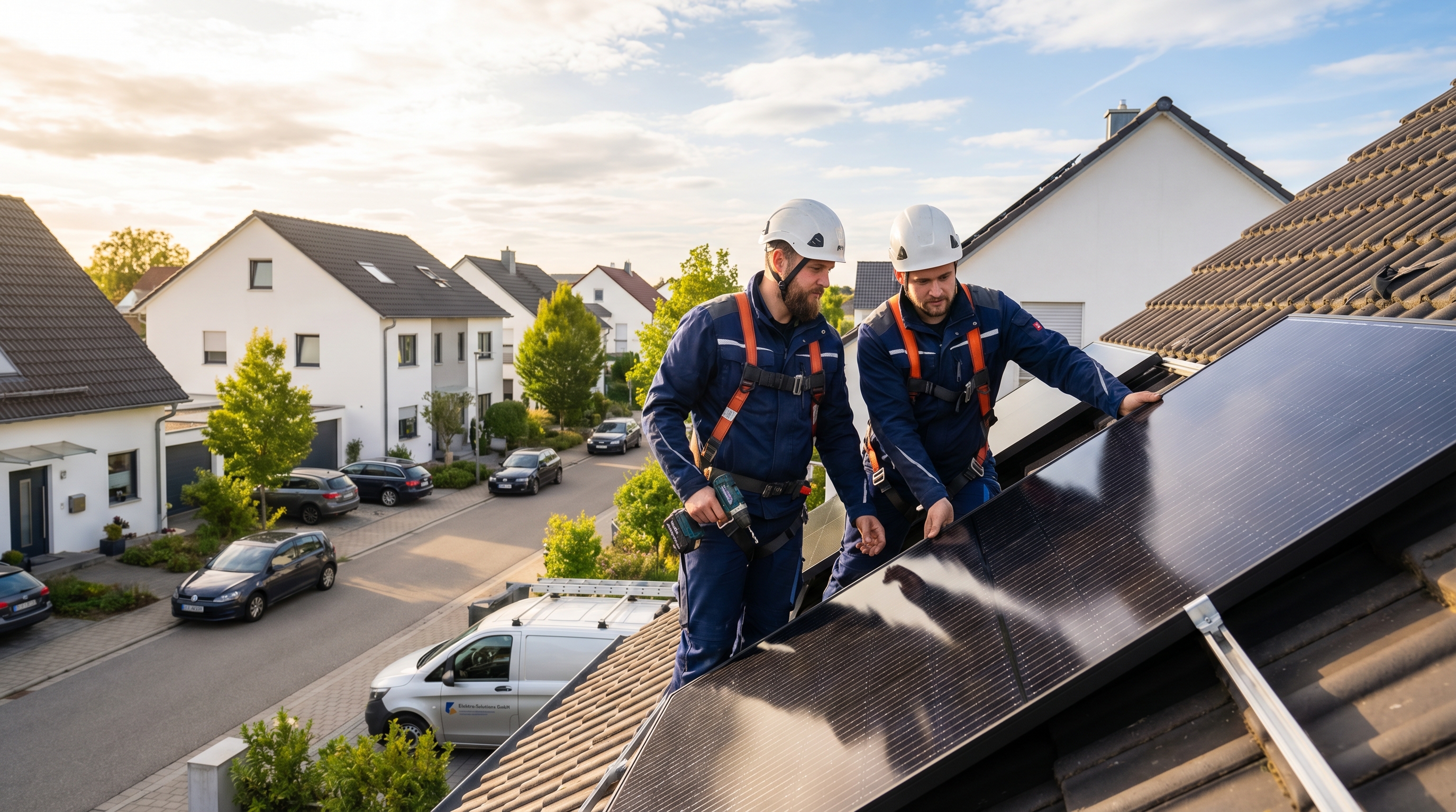 Photovoltaik-Installation auf einem Dach im Ruhrgebiet